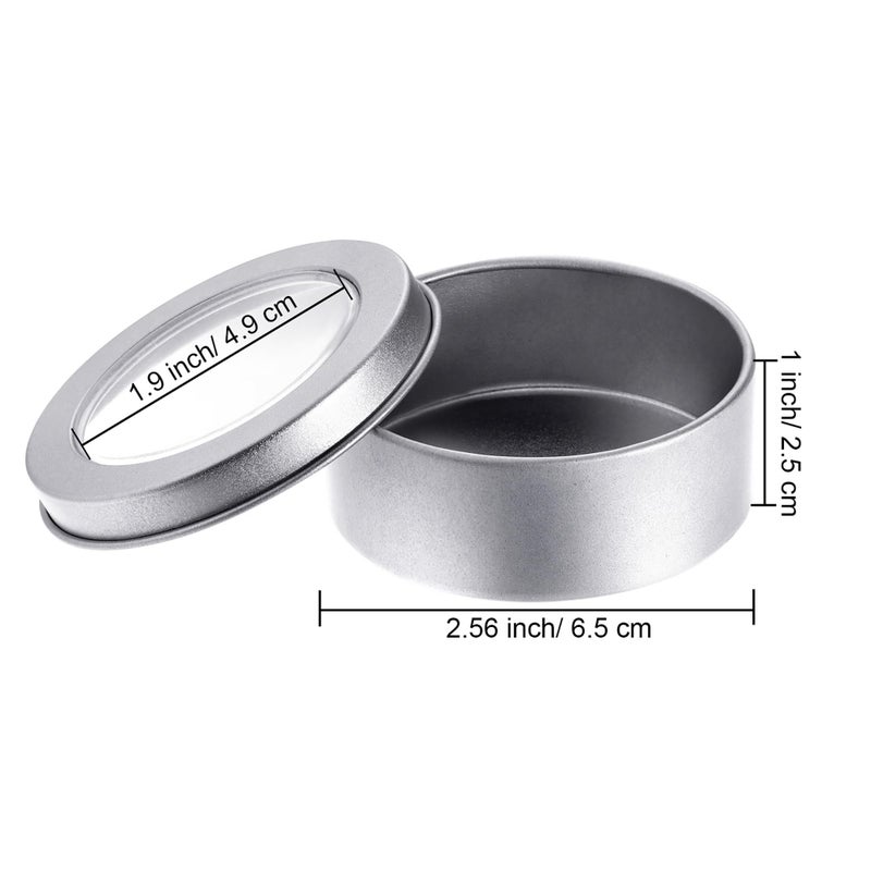 TecUnite 40 Pack 2 Ounce Metal Tin Cans Round Empty Container Salve Tins with Clear Lid for Kitchen, Office, Candles, Candies - Image 5